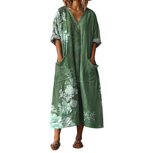 Women's V-Neck Boho A-Line Midi Dress