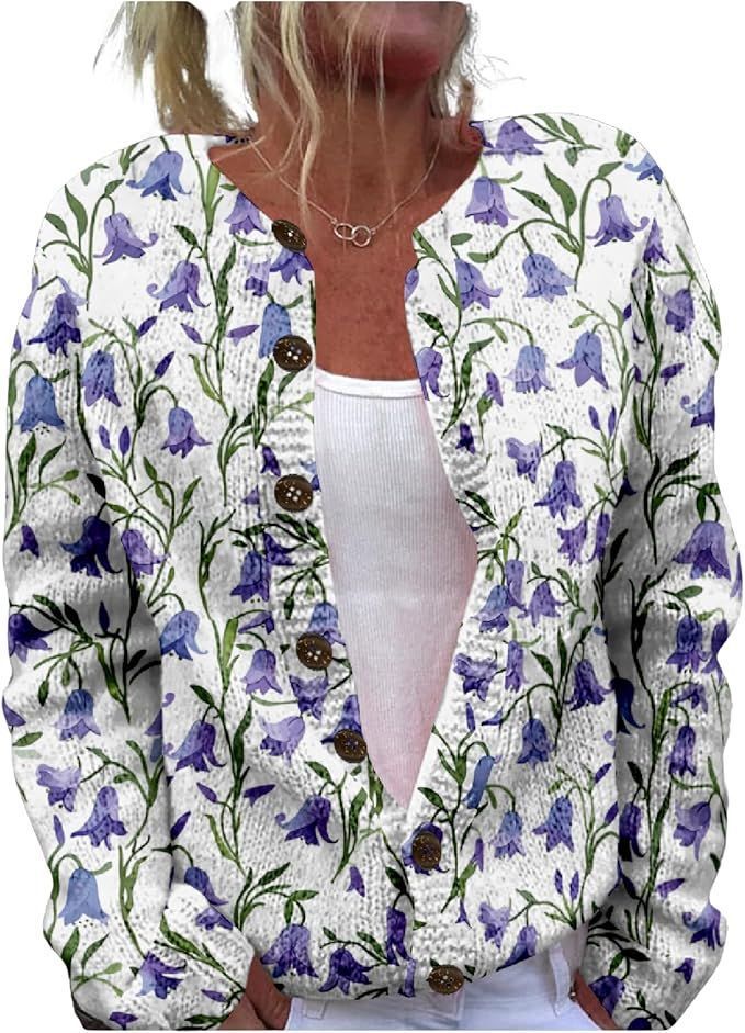 Women's Winter Graphic Print Faux Sweater Cardigan with Button Front