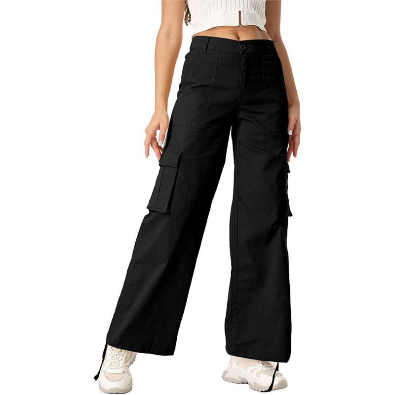 High-Waist Wide-Leg Cargo Pants with Pockets