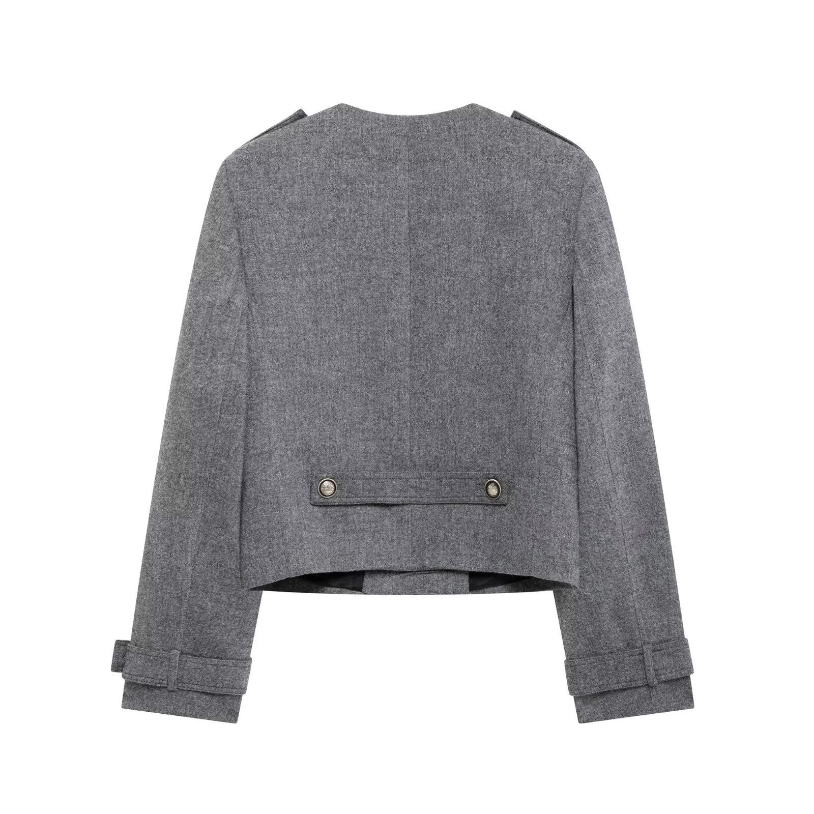 Women's Round Neck Button-Trim Long Sleeve Jacket and Skirt Set