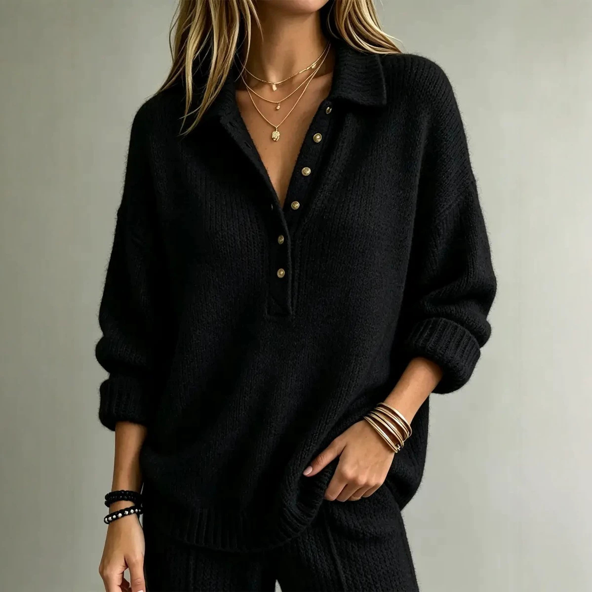 Women's Solid Knit Long-Sleeve Top