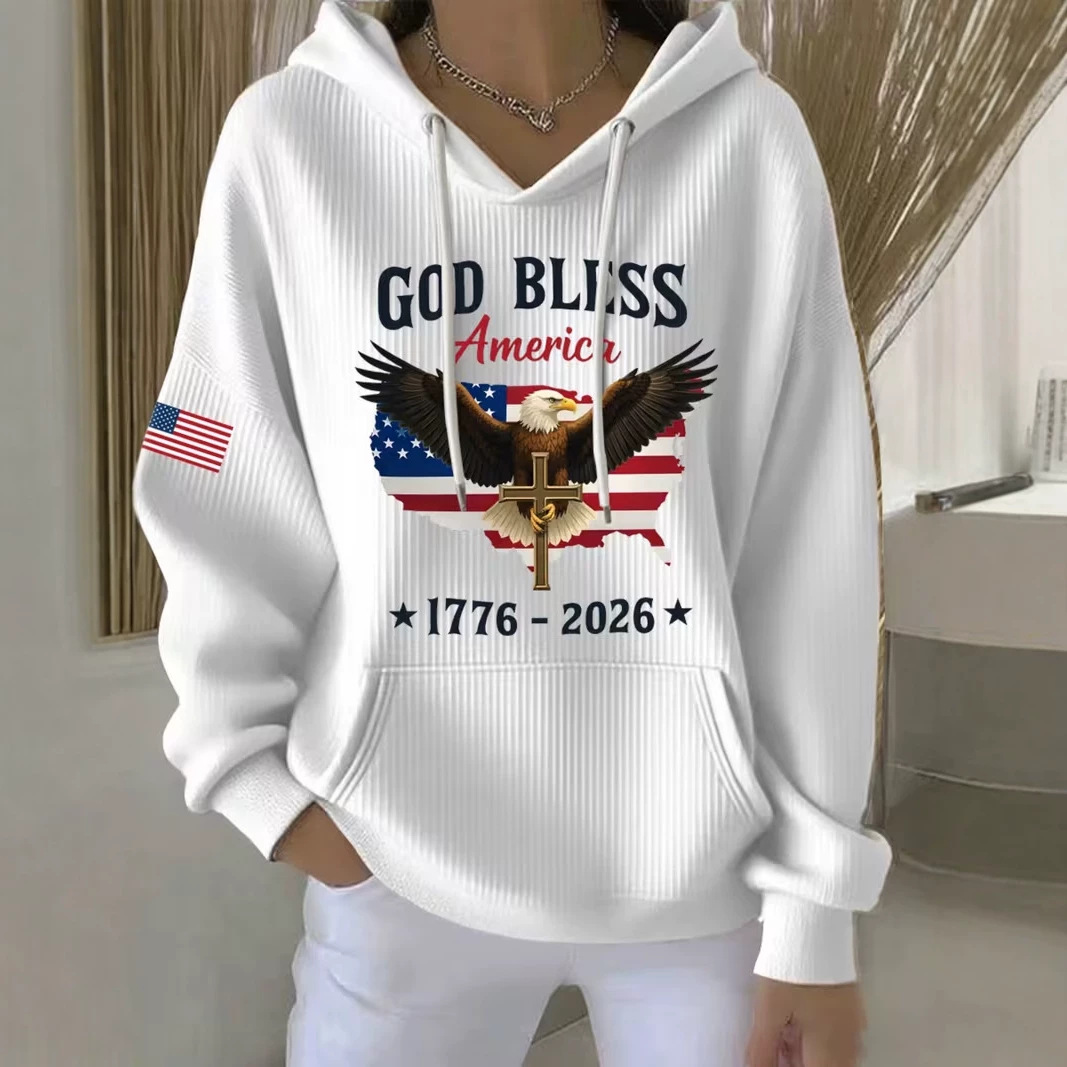 Women's Eagle USA Print Casual Hoodie