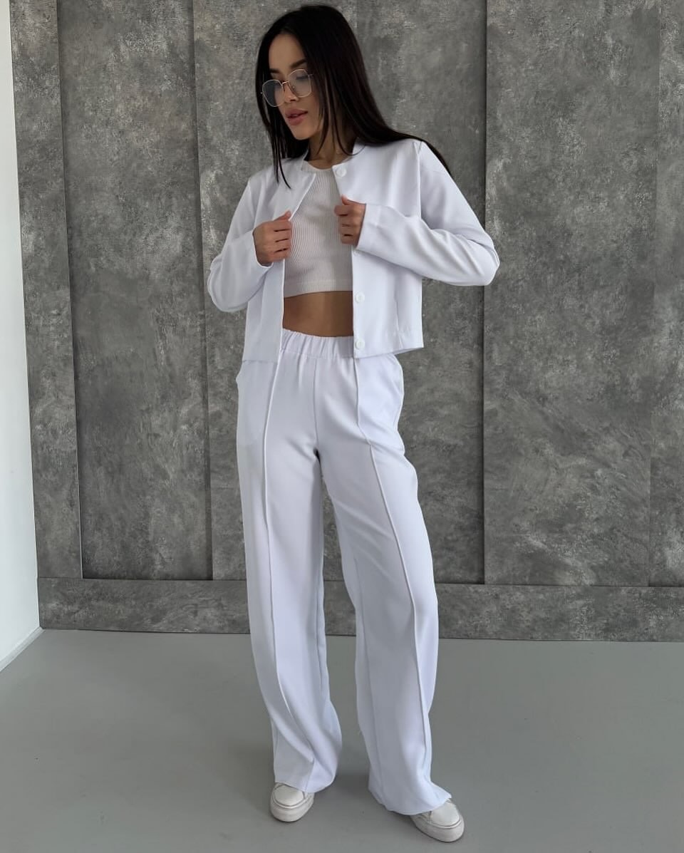 Women's Casual Long-Sleeve Blazer and Pants Set Solid Color Commuter Outfit