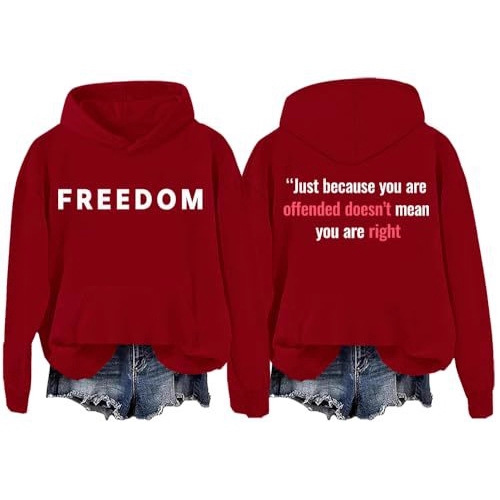 Freedom Patriotic Print Hoodie for Women