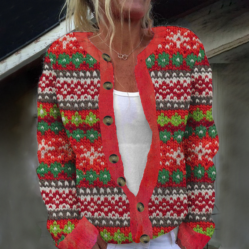 Women's Animal & Botanical Print Button-Down Cardigan