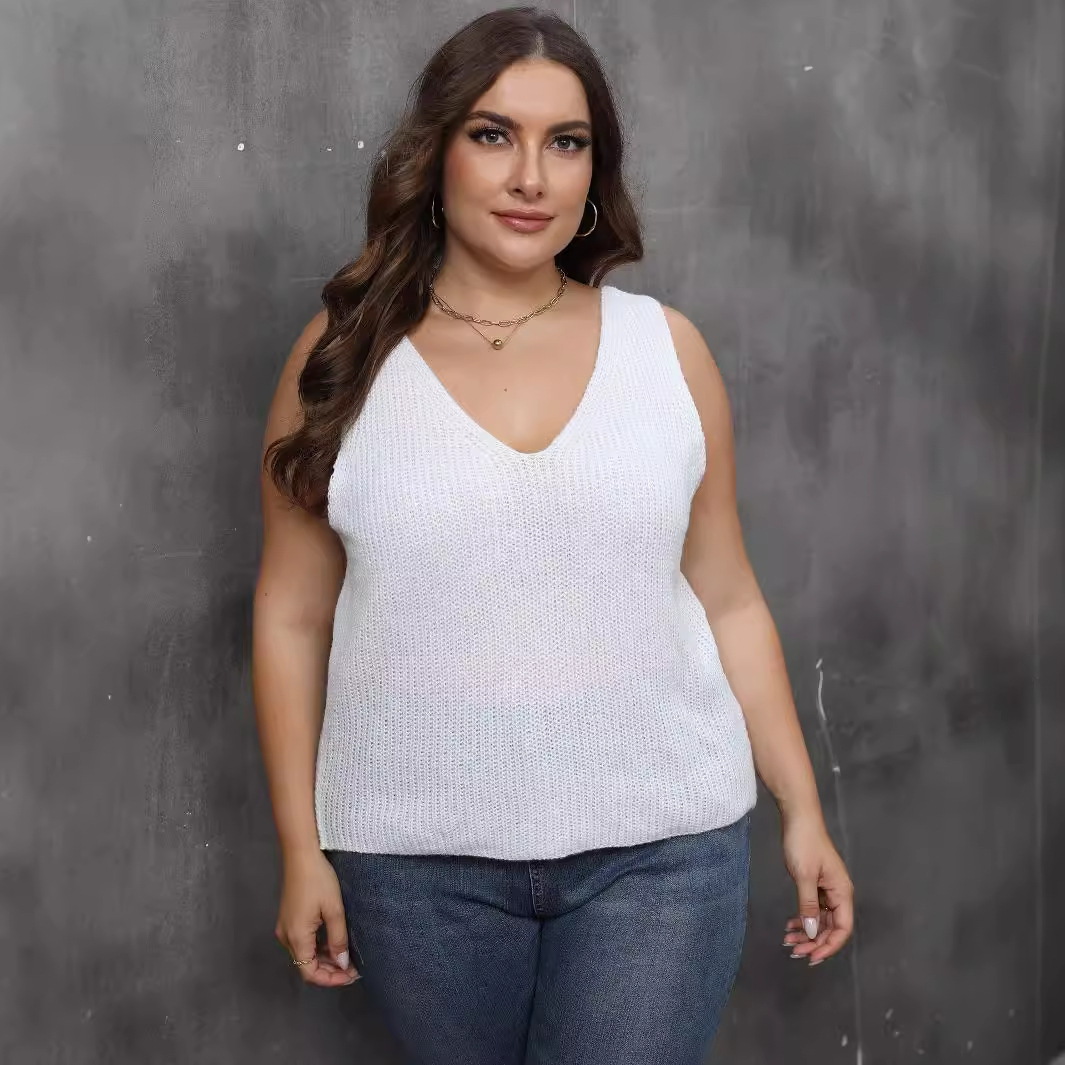 Women's V-Neck Cross-Back Sleeveless Knit Top