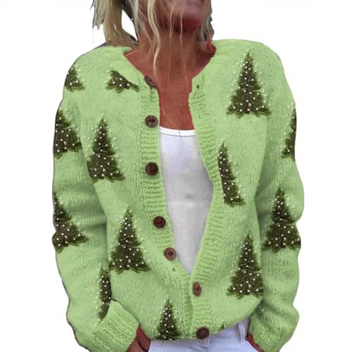Women's Cartoon Forest Maple Leaf Print Button Cardigan Sweater