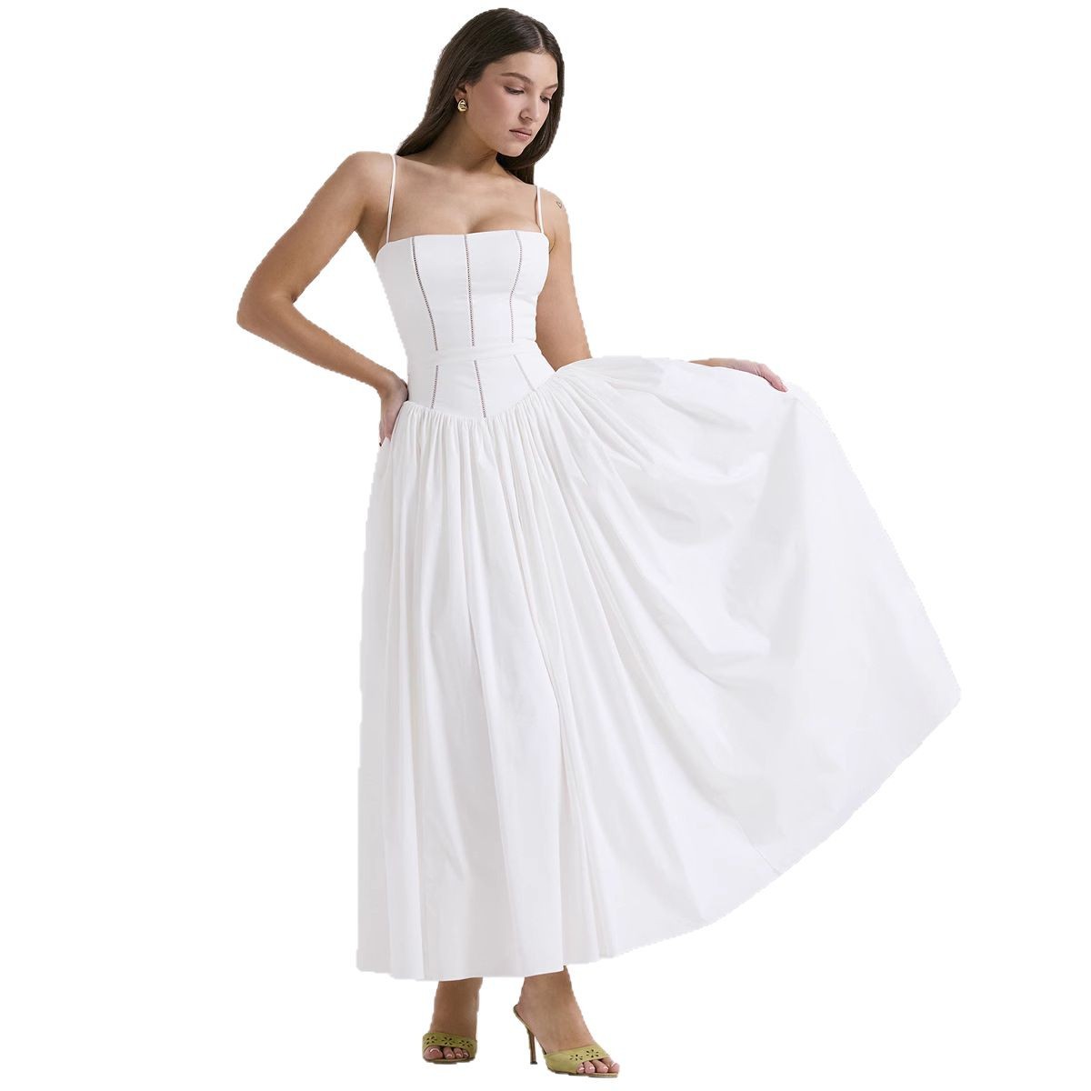 Elegant Floral Sleeveless Slip Dress Slimming A-Line Midi