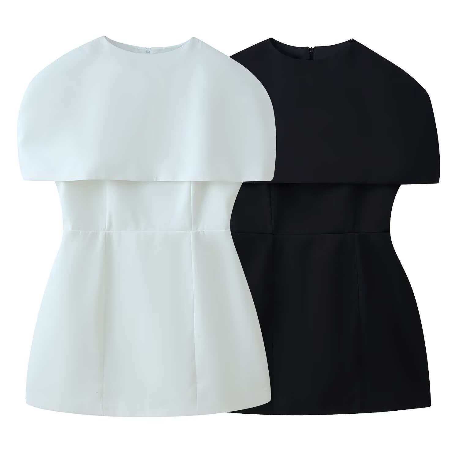 Women's Sleeveless Square Neck A-Line Mini Dress with Shawl