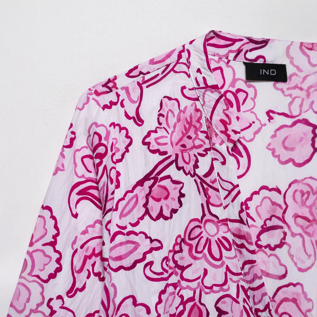 V-Neck Floral Print Tie-Waist A-Line Dress