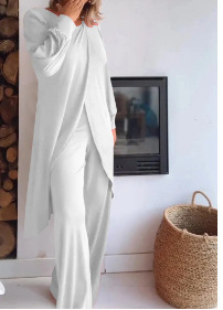 Women's Long Sleeve Asymmetric Wide-Leg Two-Piece Set Casual