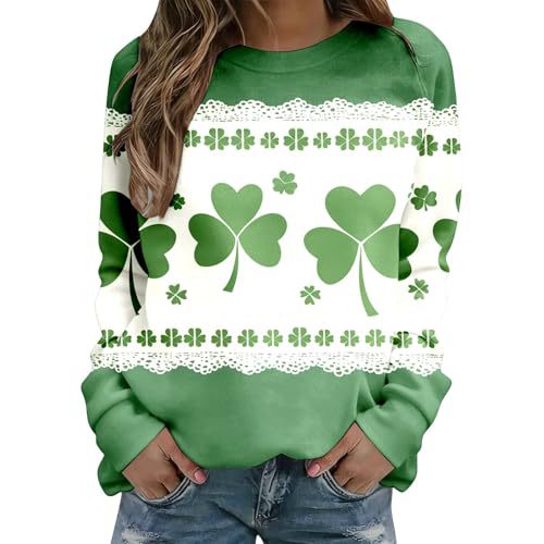 Women's Lucky Clover Floral Print Crewneck Sweatshirt