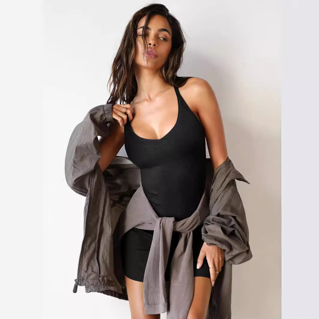 Women's Y2K Sleeveless Bodycon Mini Dress V-Neck Spaghetti Strap