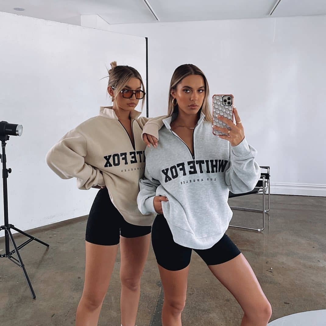 Casual Half-Zip Print Long-Sleeve Pullover Hoodie