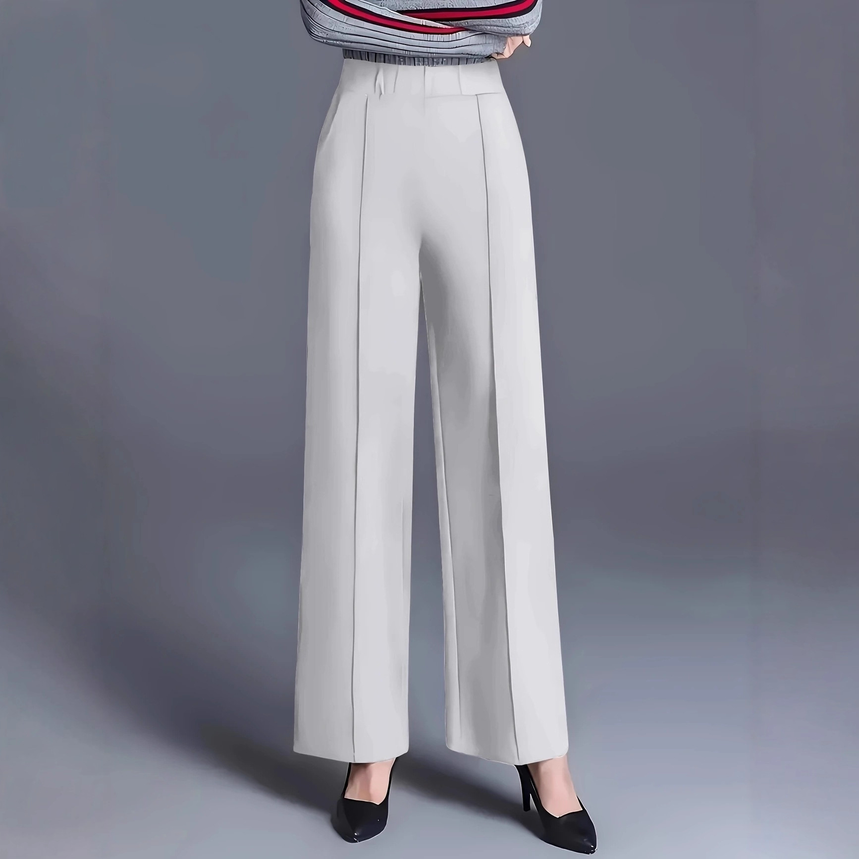 Women's High-Waist Wide-Leg Casual Pants Solid Color Loose Slimming