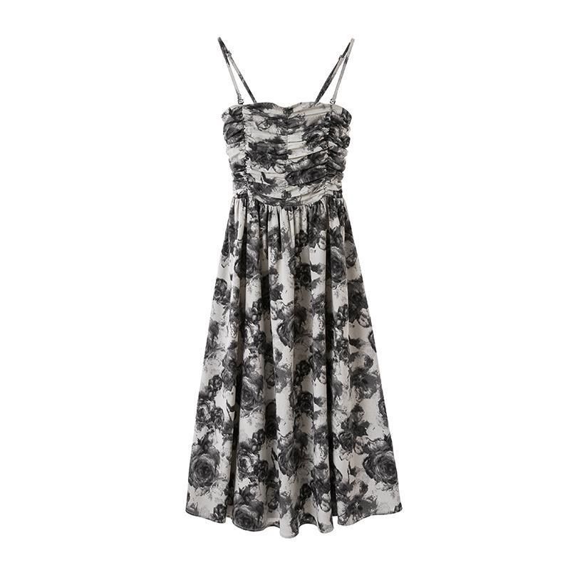 Watercolor Floral Strapless Cami Dress with Adjustable Straps