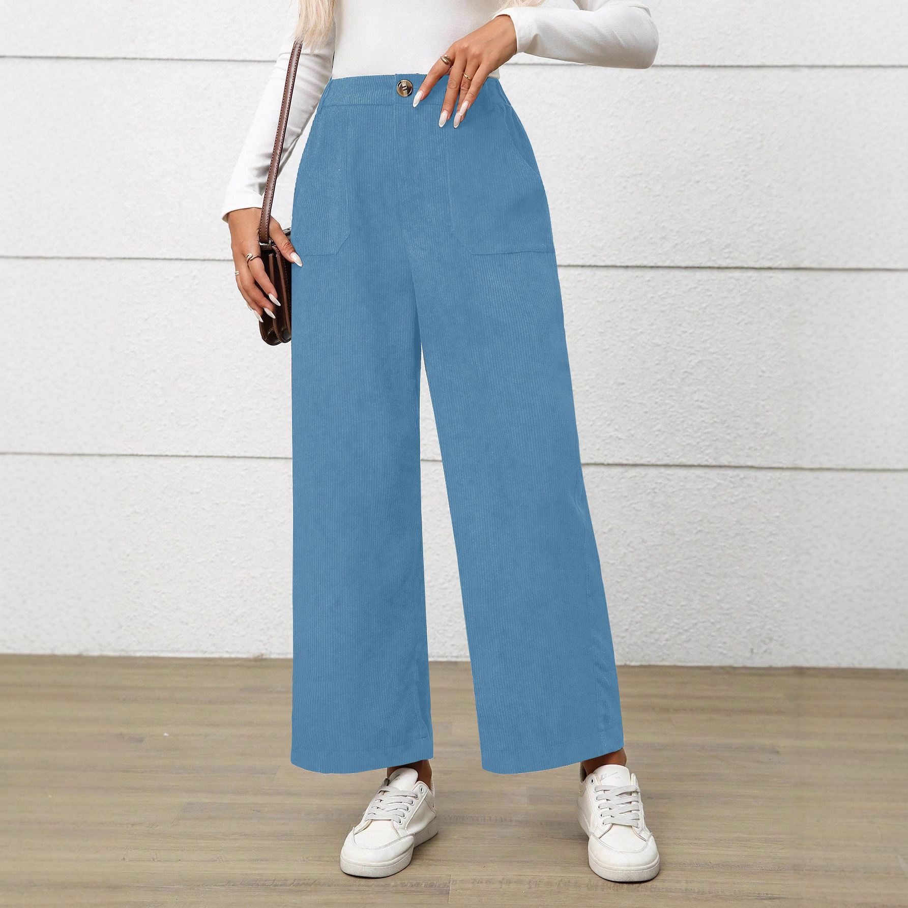 Corduroy Straight-Leg Casual Pants for Women