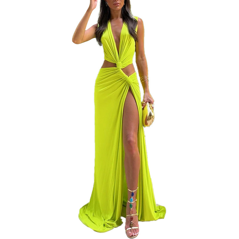 Women's Sleeveless Cutout Slit Irregular Dress