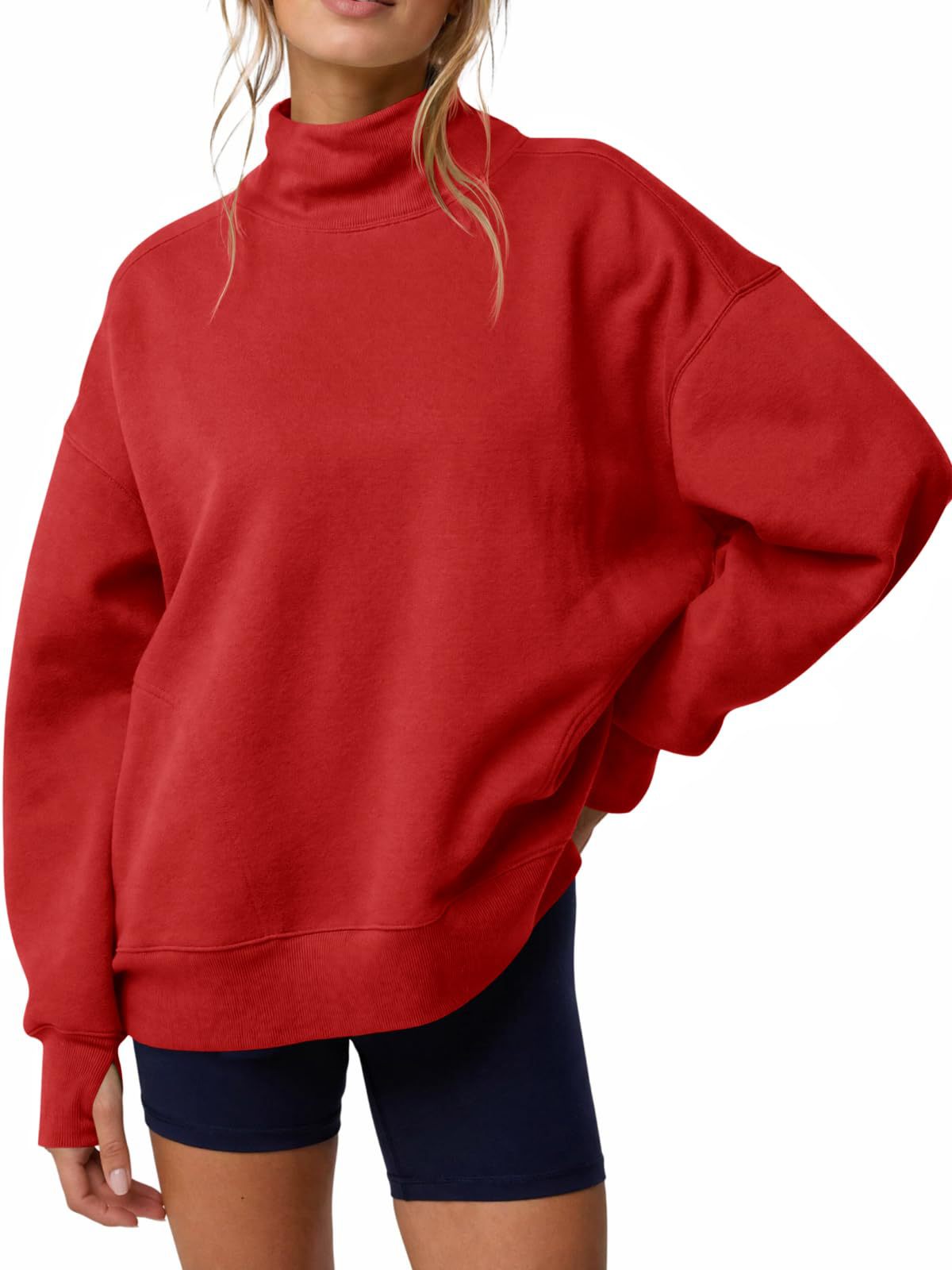 Women's Y2K Solid Half-Turtleneck Loose Pullover Sweatshirt