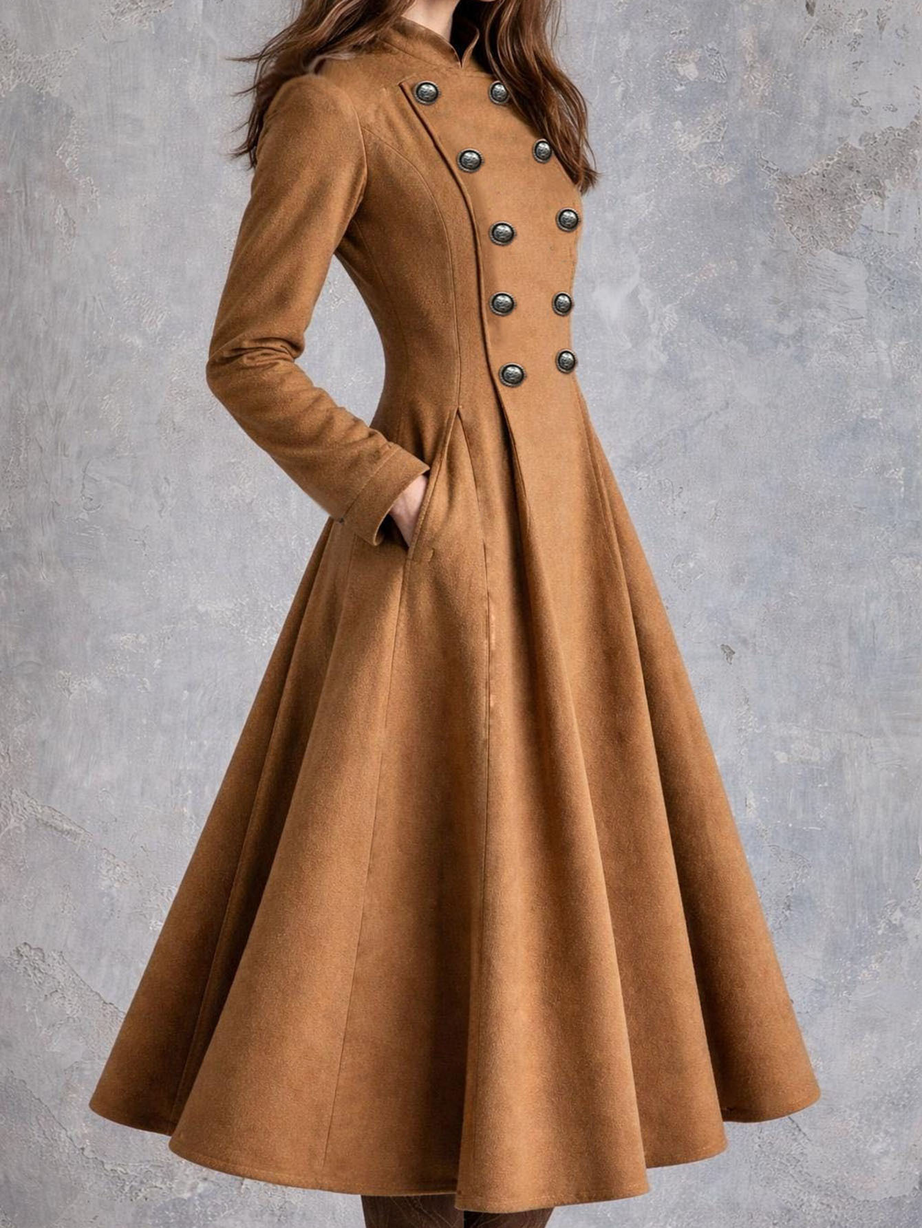 Solid Faux Suede Waist-Cinching Midi Dress