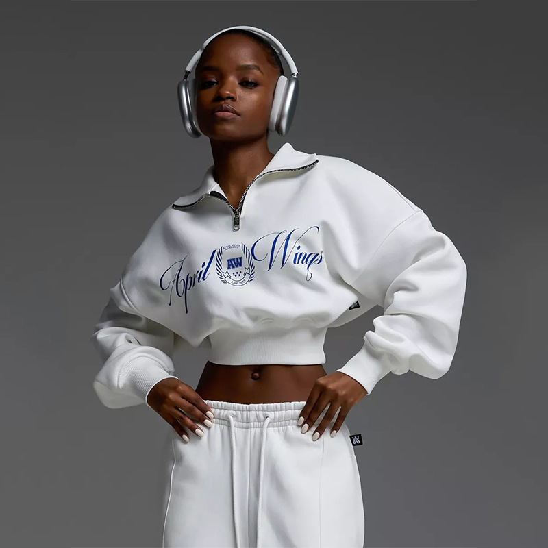 Women's Long Sleeve Collared Printed Hoodie and Tie Pants Two-Piece Set