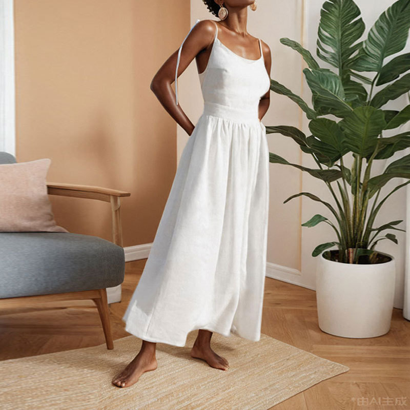 Elegant Backless V-Neck High-Waist Cami Dress