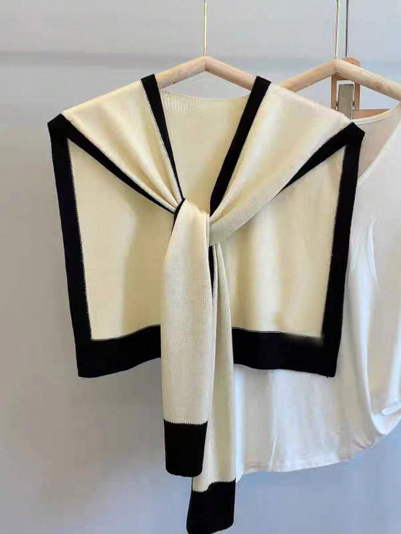 Color-Block Knit Shawl Wrap for Women – Lightweight Neck Cover
