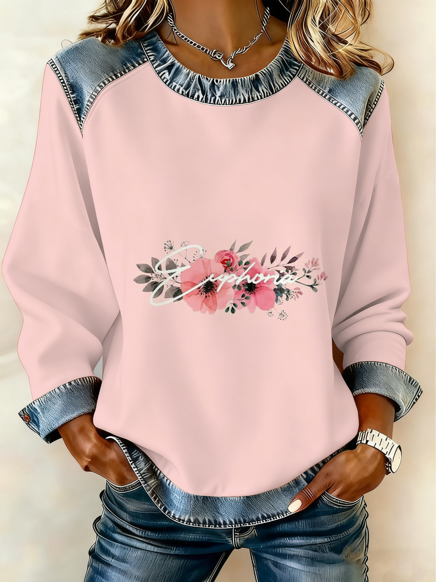 Women's Animal Lion Tiger Print Crewneck Sweatshirt