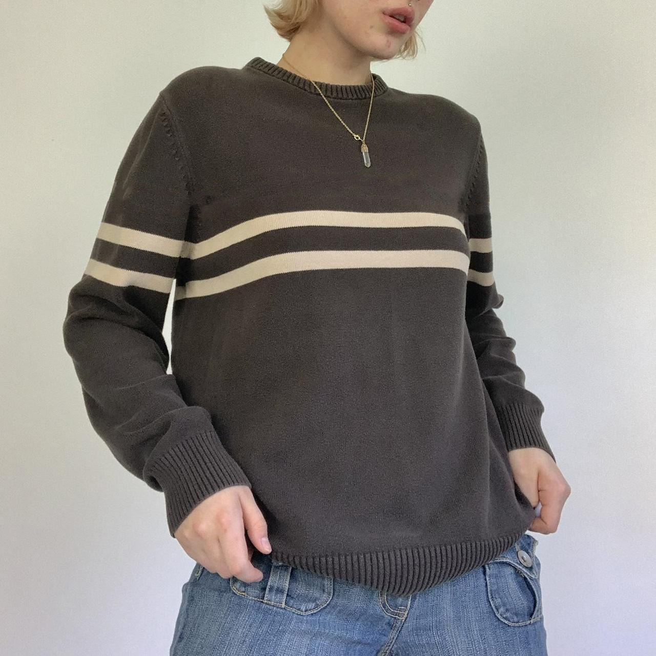 Striped Crewneck Long Sleeve Knit Sweater