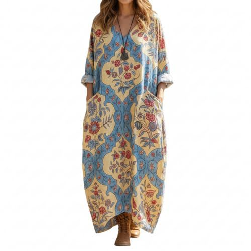 Women's Boho A-Line Midi Dress with 3D Print
