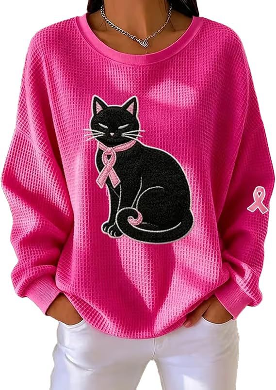 Women's Cat Scarf Ribbon Print Casual Sweatshirt