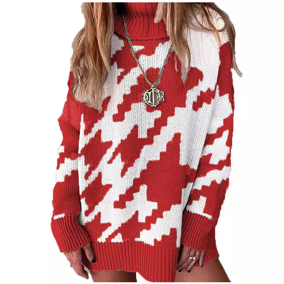 Women's Color-Block Collared Midi Knit Sweater