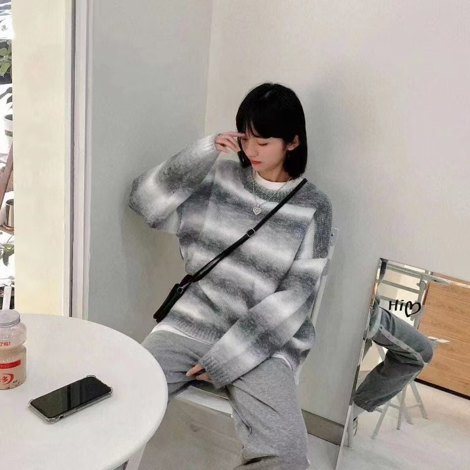 Trendy Color-Block Lazy Style Women's Sweater