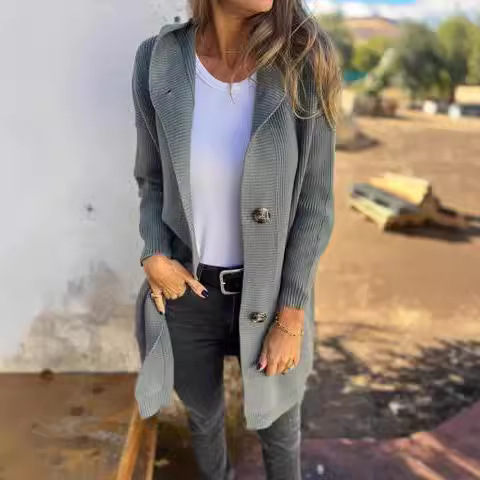 Women's Mid-Length Casual Knit Cardigan Sweater