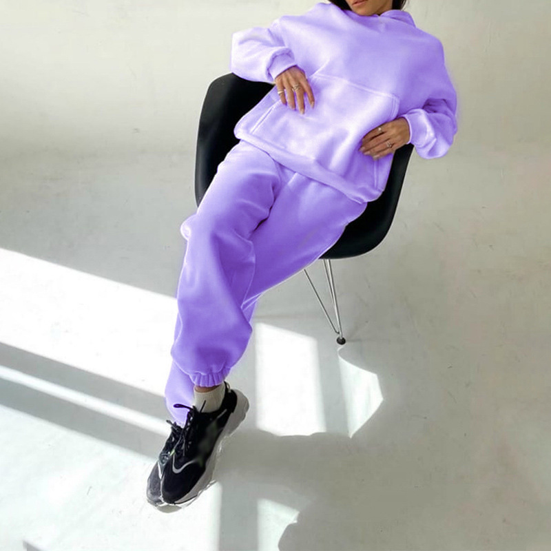 Women's Long Sleeve Casual Sweatsuit Set Solid Color