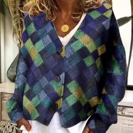 Printed Women's Cardigan Soft Knit Sweater Casual Cape Coat