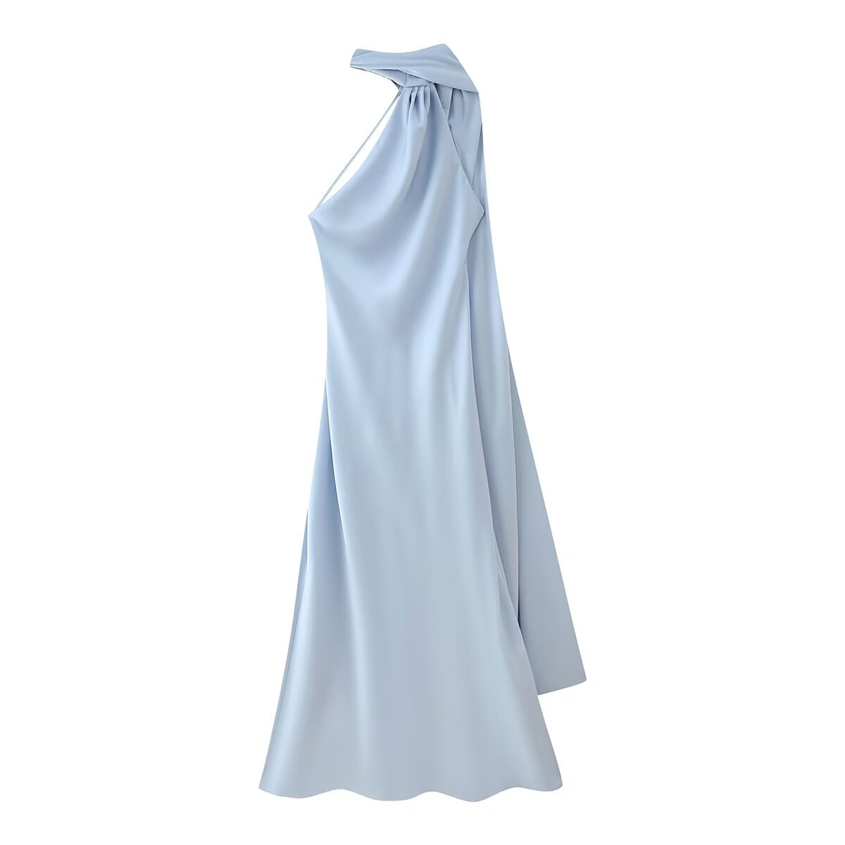 Women's Elegant Open-Back Halter Maxi Dress with Tie Detail