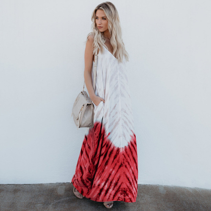 Women's Sexy Four-Way Stretch Digital Print Loose Cami Long Dress