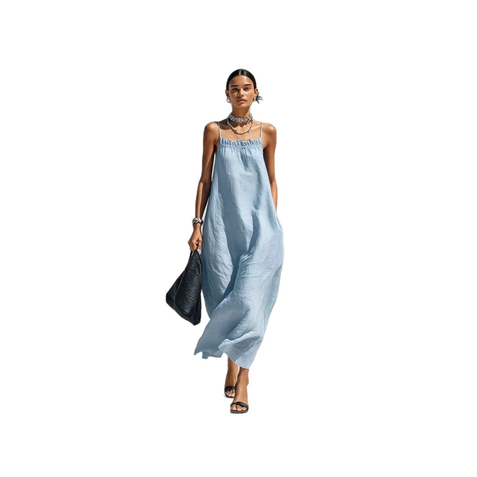 Off-Shoulder Cami Dress Long Straight Vacation Dress