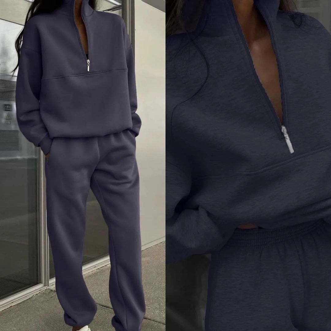 Women's Casual Thick Long-Sleeve Hoodie and Pants Two-Piece Set