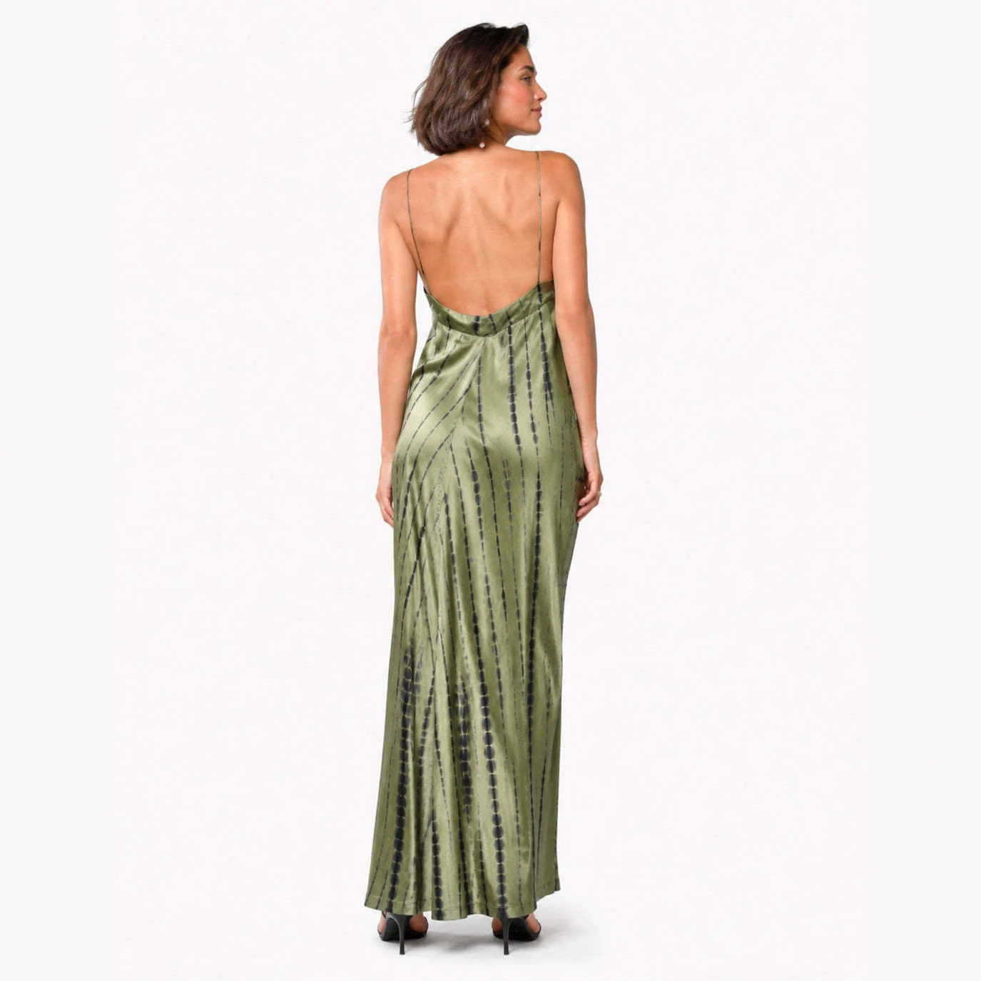 Women's Halter Neck Lotus Print Backless Bodycon Maxi Dress