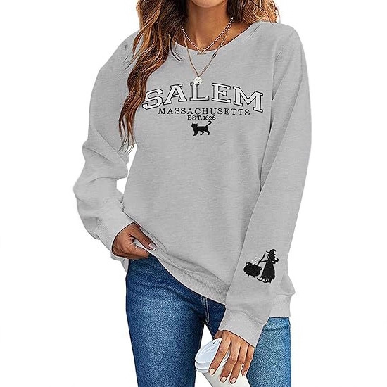 Women's Halloween Ghost Pumpkin Bat Print Crewneck Sweatshirt