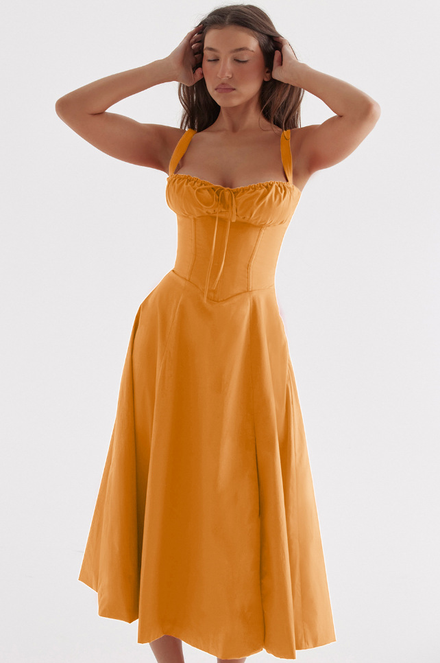 Women's Sleeveless A-Line Midi Dress Solid Color Commuter Style