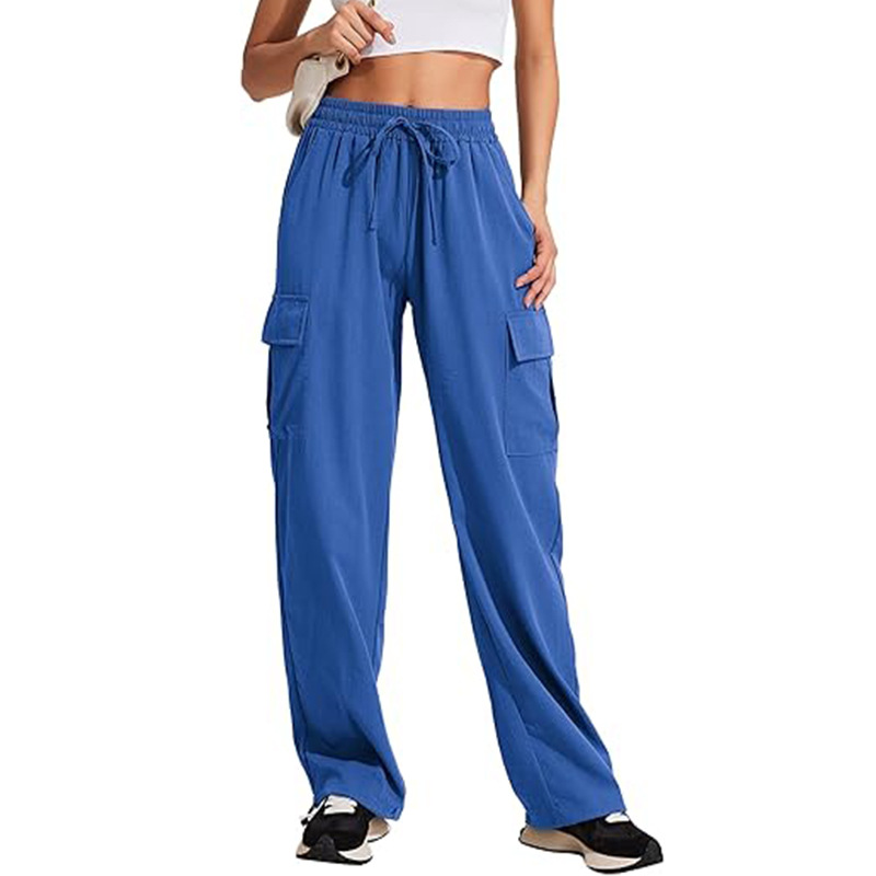 Women's High-Waist Wide-Leg Cargo Pants with Pockets