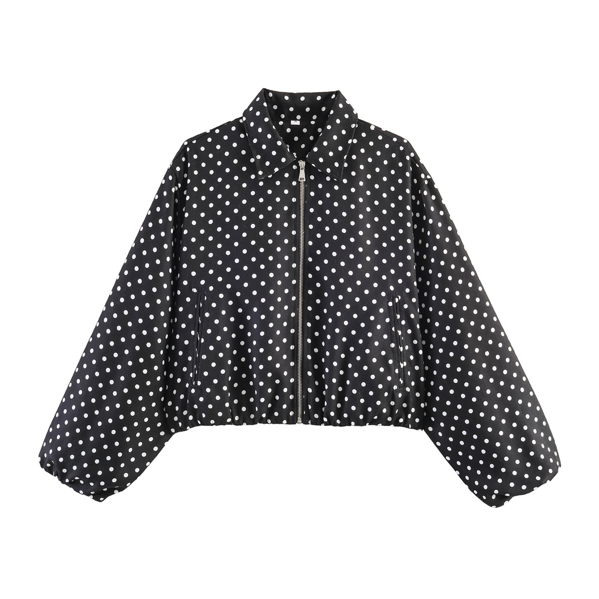 Women's Zip-Up Bomber Jacket with Puff Hem