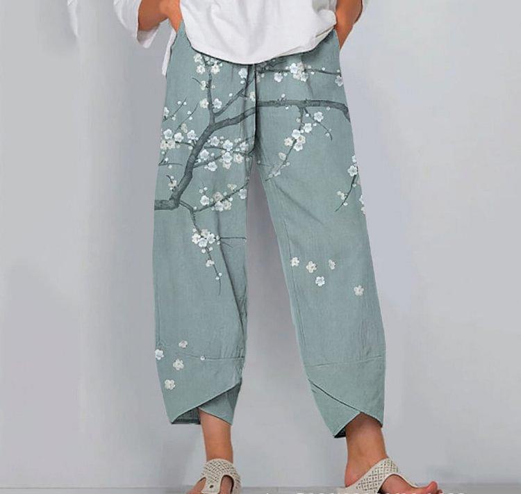 Women's Floral Print Cropped Jogger Pants Casual Multicolor