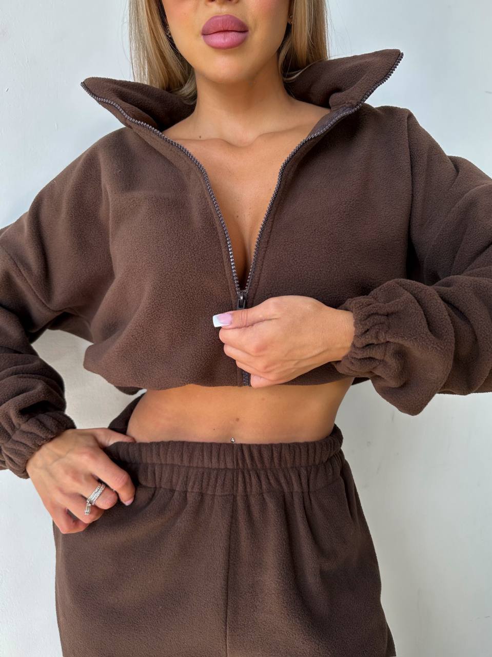 Women's Fleece-Lined Long-Sleeve Sweatsuit Two-Piece Set