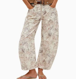 Women's Vintage Print Straight-Leg Casual Pants