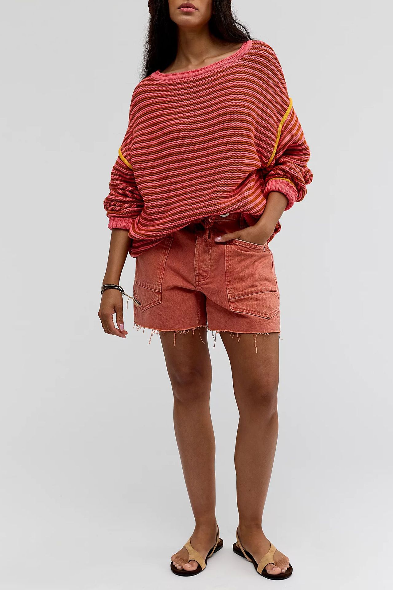 Striped Crewneck Pullover Sweater Loose Long Sleeve