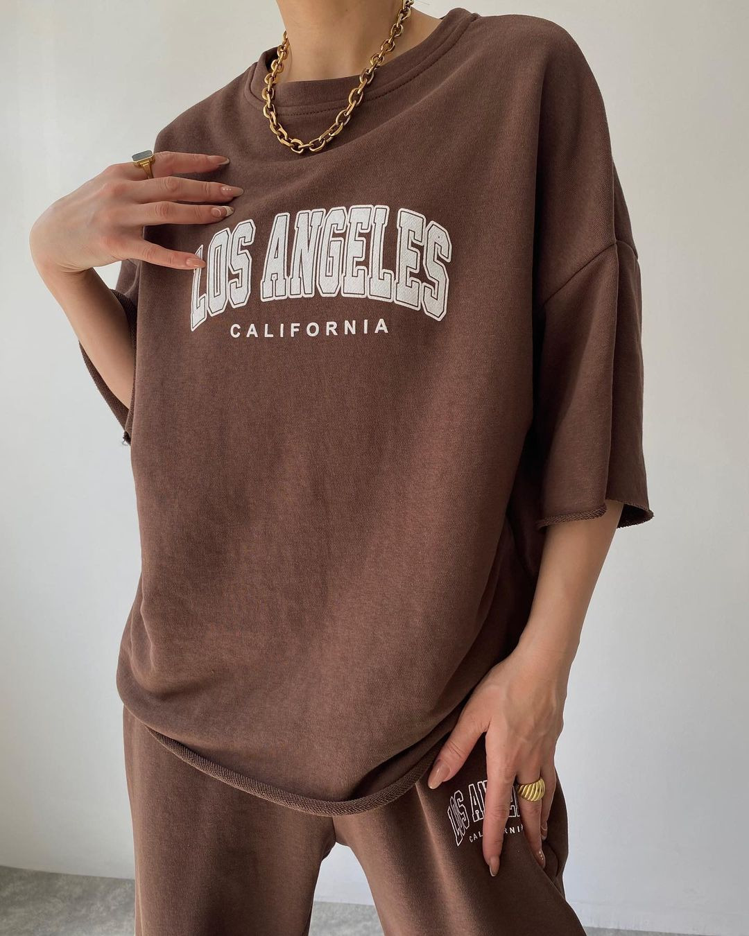 Women's Casual Print Short Sleeve Sweatshirt and Pants Two-Piece Set